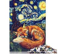 Puzzle Renard Dormant sous Un Ciel Étoilé pour Adultes 1000 Pièces Puzzle pour Adultes et Adolescents Jeu Familial 1000pcs (75x50cm)