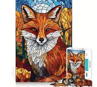 Puzzle Renard en Vitrail 1000 Pièces pour Adolescents Jeu Cognitif et Silencieux Bordure Premium Cadeau de Noël 50x75cm