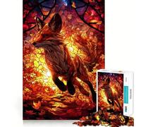 Puzzle Renard en Vitrail 1000 Pièces pour Adolescents Jeu de Logique et de Sensation Amusant et Calme Bords Lisse Cadeau d'anniversaire 50x75cm