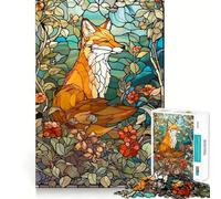 Puzzle Renard en Vitrail 1000 Pièces pour Adolescents Jeu de Réflexion Activité à la Maison Découpe Premium Cadeau de Père Noël 38x26cm