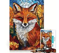 Puzzle Renard en Vitrail 1000 Pièces pour Adolescents Jeu de Réflexion Activité à la Maison Découpe Premium Cadeau de Père Noël 38x52cm