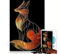 Puzzle Renard en Vitrail 1000 Pièces pour Adolescents Stimule la Mémoire Détente Douce Idée Cadeau de Noël 50x75cm