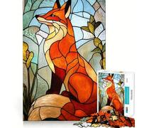 Puzzle Renard en vitrail pour Adolescents, 1000 pièces, Jeu d'entraînement cérébral, Image Simple et Amusante à Assembler, Cadeau précieux 50x75cm