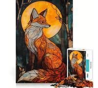 Puzzle Renard en Vitrail pour Adultes 1000 Pièces Jeu de Réflexion Stimulant Le Cerveau Amusant et Silencieux Décoration Murale aux Découpes Précises 50x75cm