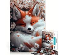 Puzzle Renard endormi dans Les cerisiers en Fleurs, 1000 pièces, pour Adolescents, Jeu de logique Fine, Passe-Temps Calme, pièce de Collection aux Bords Nets 38x52cm