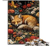Puzzle Renard endormi dans Les Fleurs 1000 pièces pour Adolescents, Jeu Familial Anti-Stress, défi Difficile, Superbes Cadeaux et Jouets (Taille 26x38cm)