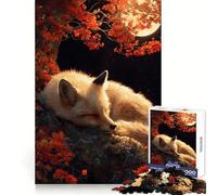 Puzzle Renard endormi sous la Lune d'automne, 1000 pièces, pour Adultes, Jeu de réflexion, Amusement partagé, découpe de précision, Cadeau Unique 50x75cm