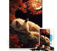 Puzzle Renard endormi sous la Lune d'automne, 1000 pièces, pour Adultes, Jeu de réflexion, Amusement partagé, découpe de précision, Cadeau Unique 50x75cm
