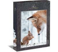 Puzzle « Renard Et Écureuil » ¿ Puzzle 1000 Pièces ¿ Écureuil Et Renard Dans La Forêt D'hiver ¿ Animaux Étonnants En Scène ¿ Qualité Du Puzzle Fabriqué En Allemagne