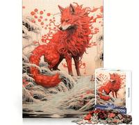 Puzzle Renard Fantaisie Rouge pour Adultes 1000 Pièces Jeu de Réflexion Passe-Temps Calme Assemblage d'image Joli Cadeau (38x52cm)