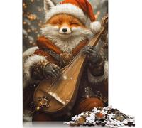 Puzzle Renard Jouant du Luth en Hiver, défi Difficile, Puzzle en Carton 100% recyclé pour Femmes et Hommes, Cadeaux de fête des mères, 1 000 pièces (75 x 50 cm)