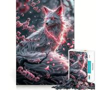 Puzzle Renard Kitsune Blanc 1000 Pièces Jeu de Concentration Découpe de précision Bords Lisses Activité captivante pour des soirées tranquilles (50x75cm)