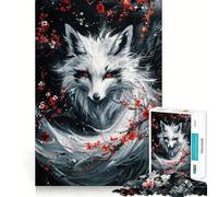 Puzzle Renard Kitsune Blanc 1000 pièces Jeu de mémorisation mentale Découpe de Haute précision Activité Manuelle Défi cérébral interactif pour la Maison (38x26cm)