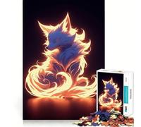 Puzzle Renard Kitsune de Feu Néon 1000 Pièces pour Adolescents Jeu de Réflexion Loisirs Créatifs et Art à Assembler Objet de Collection (50x75cm)