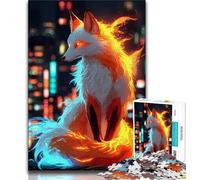 Puzzle Renard Néon 1000 pièces pour Adolescents, Jeu de réflexion, décoration Murale, Cadeaux d'anniversaire et de Noël Uniques (38x26cm)