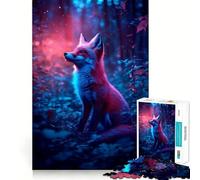 Puzzle Renard Néon dans Forêt Fantastique 1000 Pièces pour Adolescents Jeu de Logique Solide et Amusant Découpe de Précision (38x52cm)