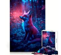 Puzzle Renard Néon dans Forêt Fantastique 1000 Pièces pour Adolescents Jeu de Logique Solide et Amusant Découpe de Précision (38x52cm)