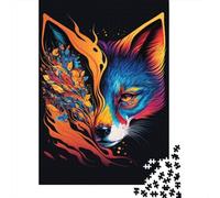 Puzzle Renard Néon, Jouets de Décompression, Puzzle Rectangulaire en Papier pour Enfants et Adultes à partir de 12 Ans, Cadeaux d'halloween, 300 pièces (40x28cm)