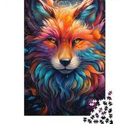 Puzzle Renard néon psychédélique coloré, décoration d'intérieur Unique, Puzzle en Carton de qualité supérieure pour Adultes et Adolescents, Cadeau Unique, 1 000 pièces (38 x 26 cm)