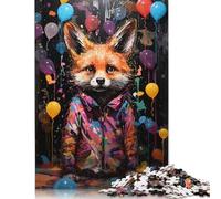 Puzzle Renard Peinture Couleur Fantaisie 100% Carton Recyclé Puzzle Carton Premium pour Adultes Enfants Cadeaux Halloween 1000 pièces (75x50cm)