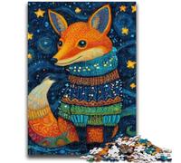 Puzzle Renard Portant Un Foulard 1000 pièces pour Adolescents, Anti-Stress, défi Difficile à Offrir en Cadeau à Toute la Famille (50x75cm)