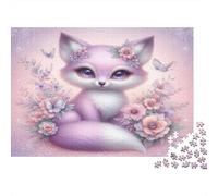 Puzzle Renard Rose 1000pcs 70x50cm Papier Recy dultes Fantaisie Florale Défi Difficile Aptitudes Manuelles Décoration Maison Cadeau
