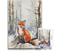 Puzzle Renard Roux dans la Forêt d'hiver pour Adultes - 1000 Pièces - Activité Ludique et Interactive - Cadeau Souvenir et Touchant - Dimensions 50x75cm