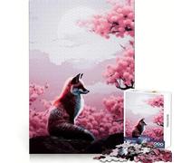 Puzzle Renard Roux sous Sakura pour Adultes 1000 Pièces Jeu de Logique Mentale Apaisant et Amusant Découpe Ferme Surprise Chaude (50x75cm)