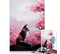 Puzzle Renard Roux sous Sakura pour Adultes 1000 Pièces Jeu de Logique Mentale Apaisant et Amusant Découpe Ferme Surprise Chaude (50x75cm)