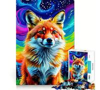 Puzzle Renard Roux sous Un Ciel Arc-en-Ciel pour Adultes 1000 Pièces Jeu Intelligent et Calme Assemblage Idée Cadeau Parfaite (38x26cm)