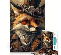 Puzzle Renard Steampunk Animal 1000 Pièces Jeu de Créativité et de Découpe Net Composants Robustes Idéal pour Les Voyages pour Les Cerveaux (38x26cm)