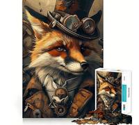 Puzzle Renard Steampunk Animal 1000 Pièces pour Adolescents Stimulation Mentale Ajustement Parfait Loisirs Captivants pour des Moments Confortables à la Maison (50x75cm)
