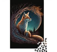 Puzzle Renard sur la Lune, décoration intérieure Unique, Puzzle en Carton de qualité supérieure pour Adultes et Adolescents, Cadeau Unique, 1 000 pièces (38 x 26 cm)
