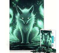 Puzzle Renard Vert Mystique pour Adultes 1000 Pièces Jeu de Détente et d'exercice Mental Design Élégant Cadeau Exquis (38x52cm)