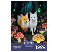 Puzzle Renards 1000 Pièces en Carton pour Adultes Jeu D’activité Intérieure Puzzles Deux Renards Forêt Féerique Idée Cadeau Décoration Intérieure 70x50cm/1000pcs