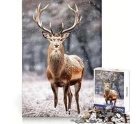 Puzzle Rencontre en forêt enneigée pour Adultes, 1000 pièces, Jeu de logique mentale, Divertissement apaisant, découpe Ferme, Surprise chaleureuse (38x26cm)