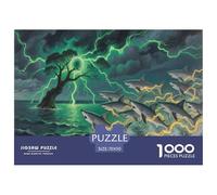 Puzzle Requin 1000 Pièces en Carton pour Adultes Enfants Jeu Éducatif Jeu De Défi Casse-tête Idée Cadeau Home Decor 70x50cm/1000pcs