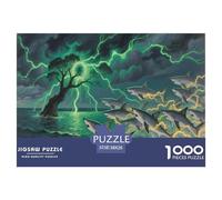 Puzzle Requin 1000 Pièces en Carton pour Adultes Enfants Jeu Éducatif Jeu De Défi Puzzle Cadeau Original Décoration Intérieure 38x26cm/1000pcs