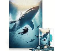 Puzzle Requin-Baleine 1000 Pièces Jeu de Concentration Mentale Découpe de Précision Bords Lisse Jeu de Création de Liens Significatifs (38x26cm)