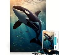 Puzzle Requin-Baleine pour Adultes,1000 pièces,Jeu Stimulant l'esprit,Format Uniforme,pièces précises,idéal pour Les Voyages (38x26cm)
