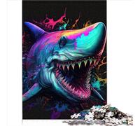 Puzzle Requin coloré 1000 pièces pour Adultes Puzzle 100% Carton recyclé pour Adultes et Enfants à partir de 12 Ans Défi éducatif (26 x 38 cm)