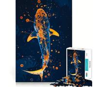 Puzzle Requin dans l'eau Bleue pour Adultes 1000 Pièces Stimule la Mémoire Soulage Le Stress Bords Lisse 38x52cm