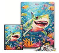 Puzzle Requin Mignon 1000 pièces Puzzles pour Adultes Cadeau Parfait pour la fête des mères, Les Anniversaires, Noël Taille 50x75cm