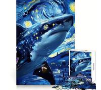 Puzzle Requin Nuit Étoilée pour Adultes 1000 Pièces Pure Logic Jeu Anti-Stress Découpe Précise Cadeau de Père Noël 50x75cm