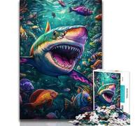 Puzzle Requin océan 1000 pièces pour Adultes et Adolescents, Anti-Stress, défi Difficile, renforce l'amour Entre Couples 50x75cm