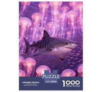 Puzzle Requin Tigre 1000 Pièces pour Adultes Et Enfants, Défiant Et Stimulant, Puzzles Jellyfish Banc de Poissons, DéCoration, Cadeau Adulte 38x26cm/1000pcs