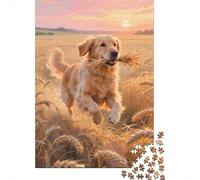 Puzzle Retriever Golden 1000 Pieces pour Adultes,Paysage du crépuscule Un Jeu De Dexérité Très Difficile Puzzle en Bois Jeu ÉduChatif avec des Défis Jeu ÉduChatif, Jouet Cadeau 1000pcs (75x50cm)