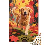 Puzzle Retriever Golden Qui 1000 Pièces pour Adultes,Forêt Tranquille Un Jeu De Dexérité Très Difficile Puzzle en Bois Jeu ÉduChatif Et Stimulant l'art De La Décoration Moderne 1000pcs (75x50cm)