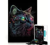 Puzzle rétro Abstrait de Chats pour Adultes, 1000 pièces, Jeu de réflexion, Loisir Calme, à Assembler, Cadeau de Noël (38x26cm)