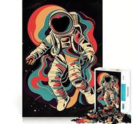 Puzzle rétro Astronaute 1000 pièces pour Adolescents Stimule la mémoire, apaisement, évasion, Motif à Assembler, Surprise chaleureuse (38x26cm)